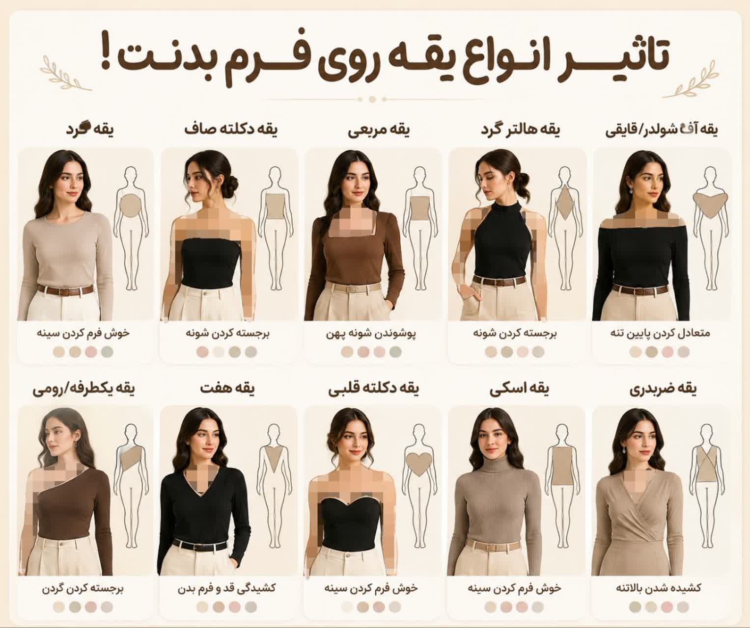 تاثیر انواع یقیه روی فرم بدن
