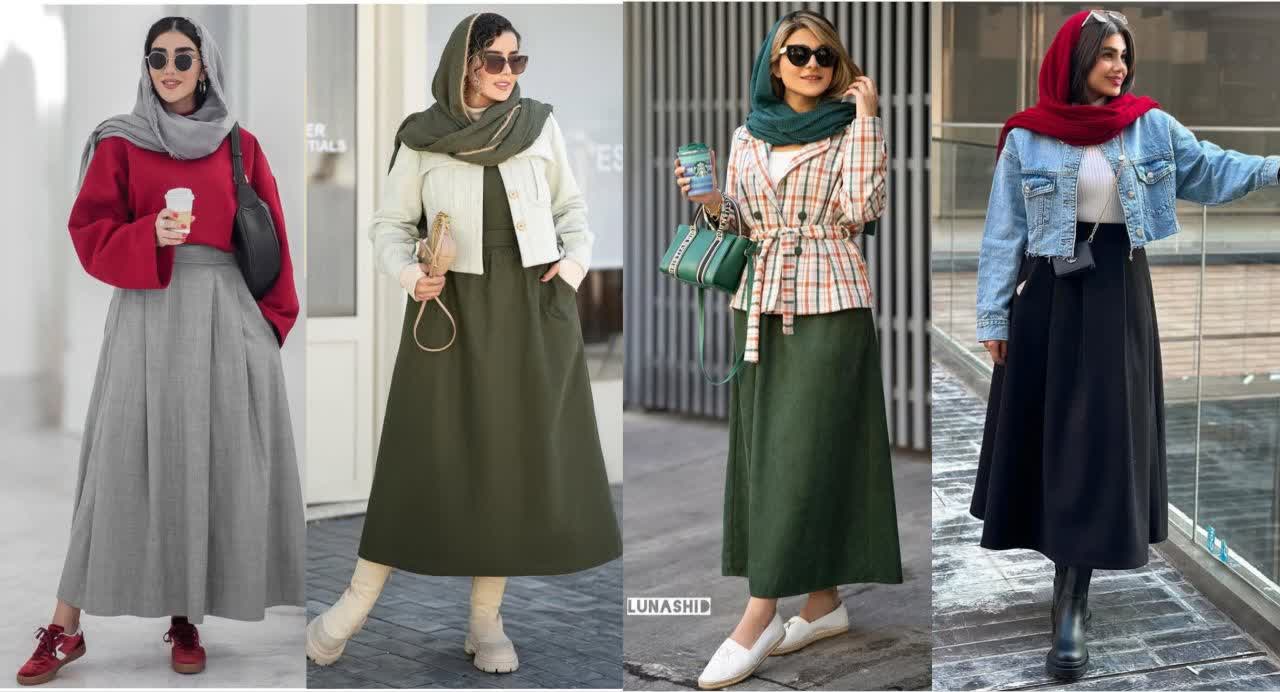 ایده استایل با دامن ساده بلند