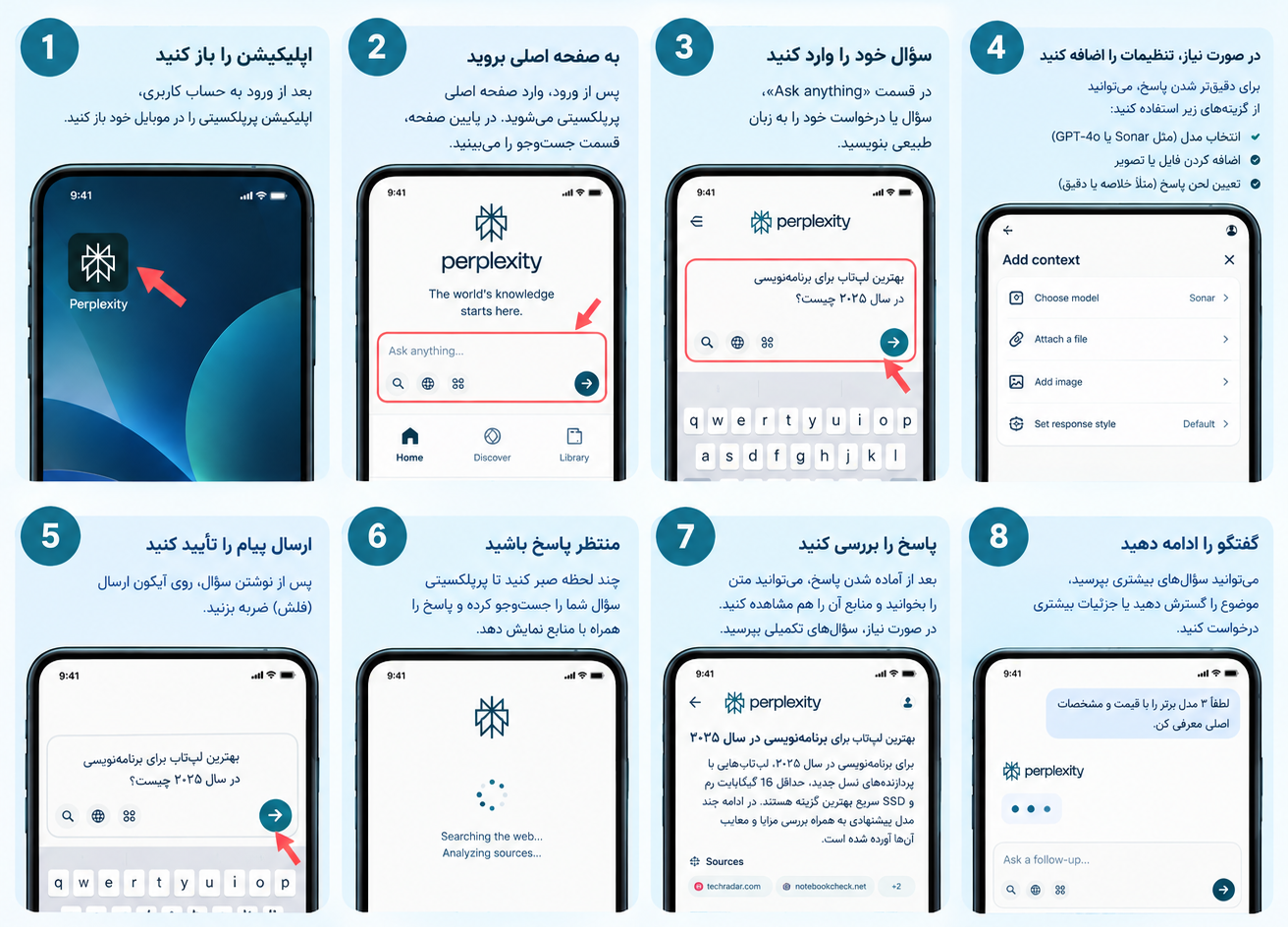 راهنمای ارسال اولین پیام در پرپلکسیتی